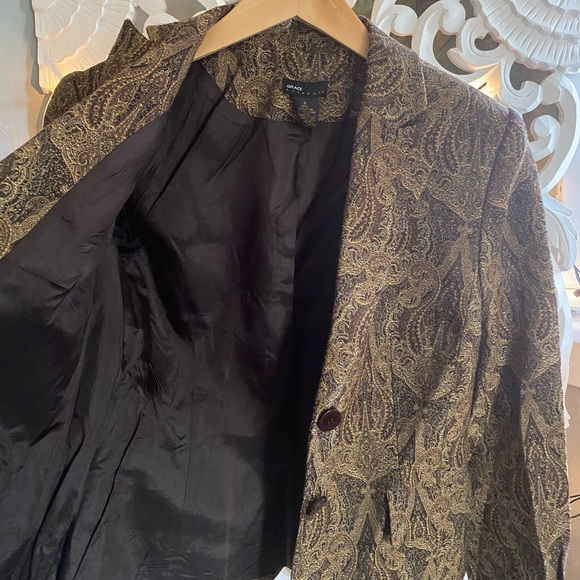 Vtg Grace Elements | brown and gold blazer 4 - Picture 3 of 8